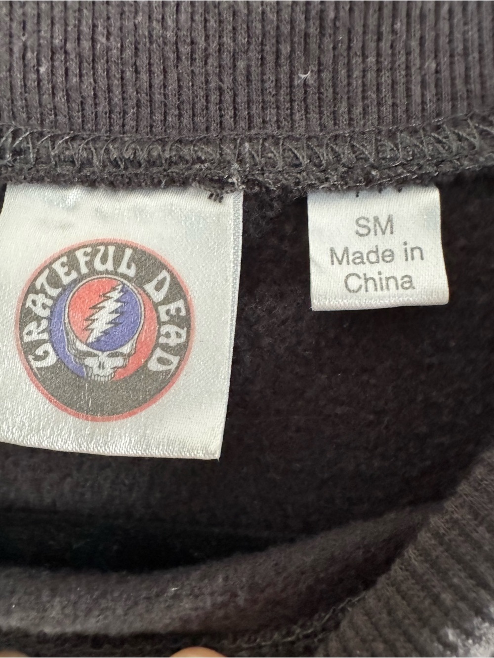 Grateful Dead dark gray Crewneck with Red & Blue Steal Your Face Tag small - Picture 2 of 4